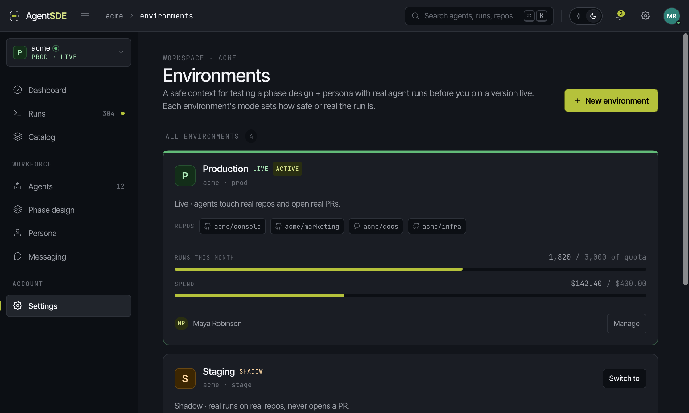 Workspace environments